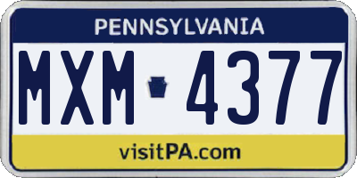 PA license plate MXM4377