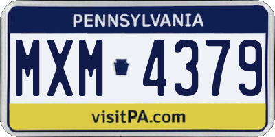 PA license plate MXM4379