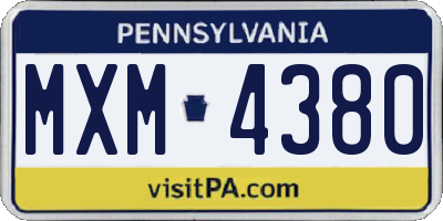PA license plate MXM4380