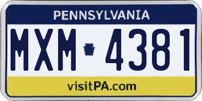 PA license plate MXM4381