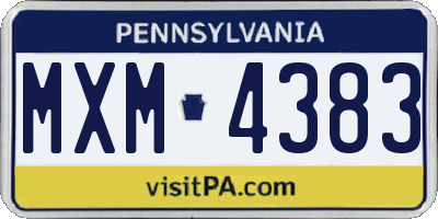 PA license plate MXM4383