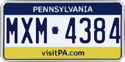 PA license plate MXM4384