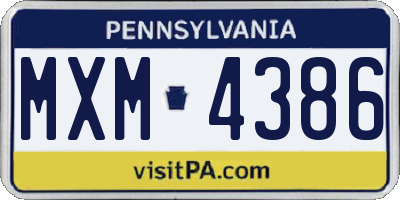 PA license plate MXM4386