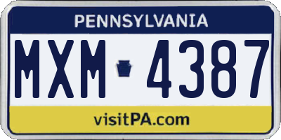 PA license plate MXM4387