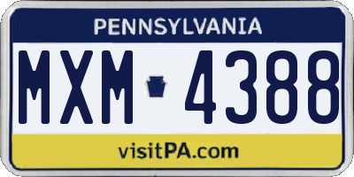 PA license plate MXM4388