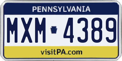 PA license plate MXM4389