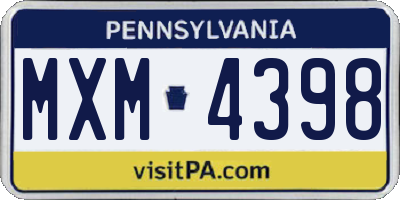 PA license plate MXM4398