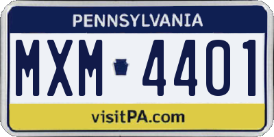 PA license plate MXM4401