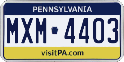 PA license plate MXM4403