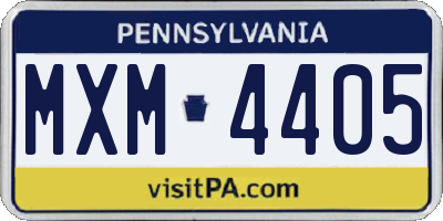 PA license plate MXM4405