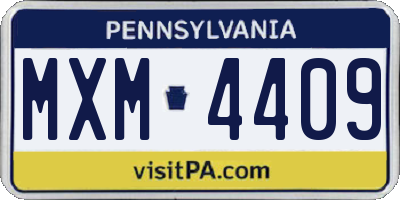 PA license plate MXM4409