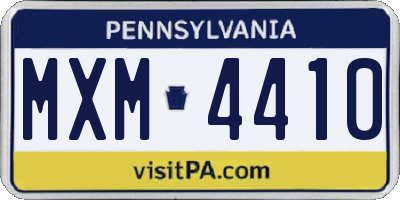 PA license plate MXM4410