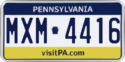 PA license plate MXM4416