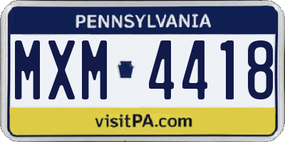 PA license plate MXM4418
