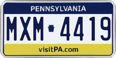 PA license plate MXM4419