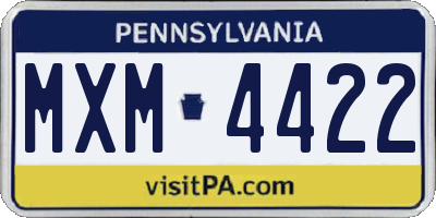 PA license plate MXM4422