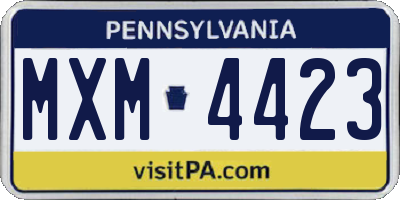 PA license plate MXM4423