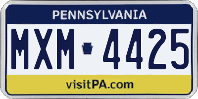 PA license plate MXM4425