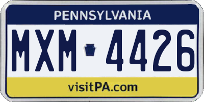 PA license plate MXM4426
