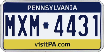PA license plate MXM4431