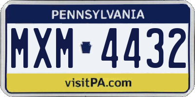 PA license plate MXM4432