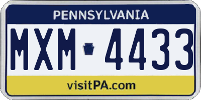 PA license plate MXM4433