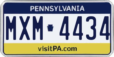 PA license plate MXM4434