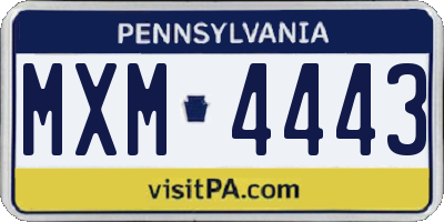 PA license plate MXM4443