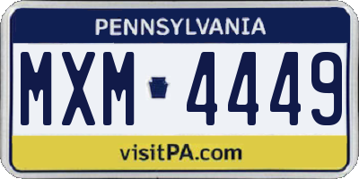 PA license plate MXM4449