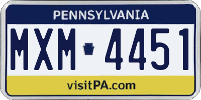 PA license plate MXM4451