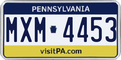 PA license plate MXM4453