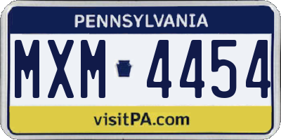 PA license plate MXM4454