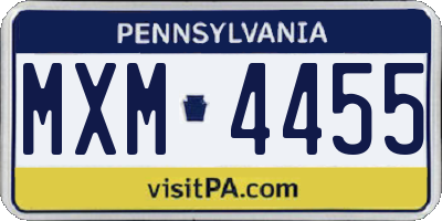 PA license plate MXM4455