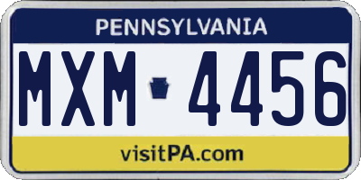 PA license plate MXM4456