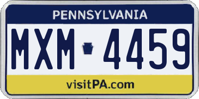 PA license plate MXM4459
