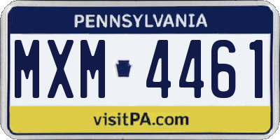 PA license plate MXM4461