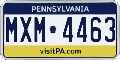 PA license plate MXM4463