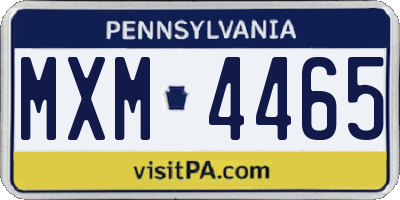 PA license plate MXM4465