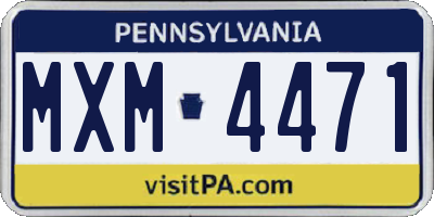 PA license plate MXM4471