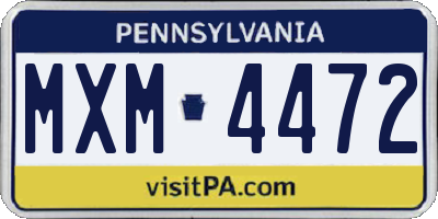 PA license plate MXM4472