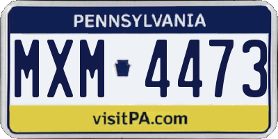 PA license plate MXM4473