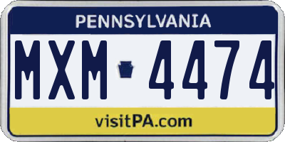 PA license plate MXM4474