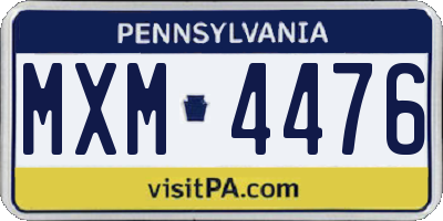 PA license plate MXM4476