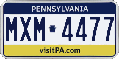 PA license plate MXM4477