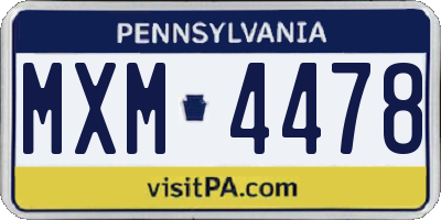 PA license plate MXM4478