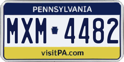 PA license plate MXM4482