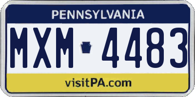 PA license plate MXM4483
