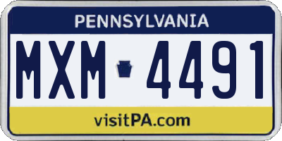 PA license plate MXM4491
