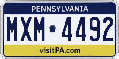 PA license plate MXM4492