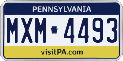 PA license plate MXM4493